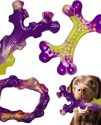 Tough Dog Toys for Aggressive Chewers 3 Pack, Indestructible Dog Toy for Large Dogs, Bacon Flavored, Keeps Dogs Busy