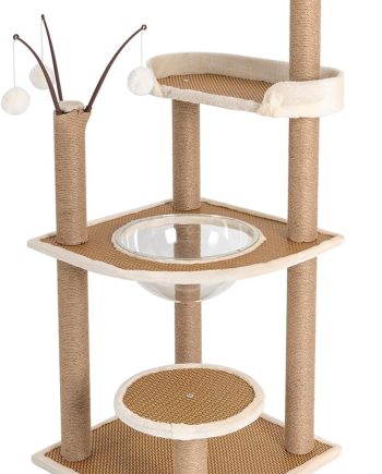 Cat Tree, 48-Inch Cat Tower for Indoor Cats, 4-Tiers Cat Climbing Frame w/Hemp Rope Scratching Post, Clear Space Capsule, Cat Tower Pet Play House Furniture up to 33.07 LBS Capacity for Cats