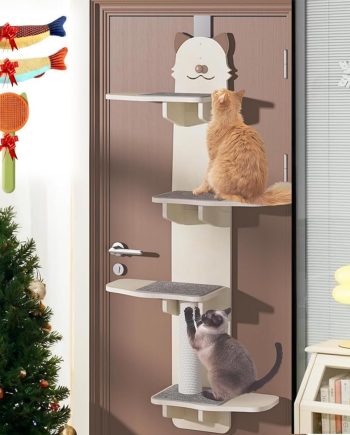 Door Hanging Cat Shelf,4-Levels Door Hanging Cat Climber Door Mounted Vertical Cat Tree Tower with Carpeted Plank??Door Mounted-59 H X 21.6" L X 9.6??W (Style B)