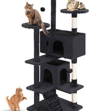 Cat Tree 54in Cat Tower Multi-Level Durable Cat Scratching Post & Cozy Fun Cat Jumping Platform Space Saving Cat Condo Pet Play House for Indoor Cats,Dark Gray