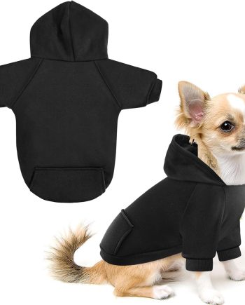 Pet Dog Hoodies Dog Clothes for Small Dogs Vest Chihuahua Clothes Warm Coat Jacket Autumn Puppy Outfits Cats Dogs Clothing(S,Black)
