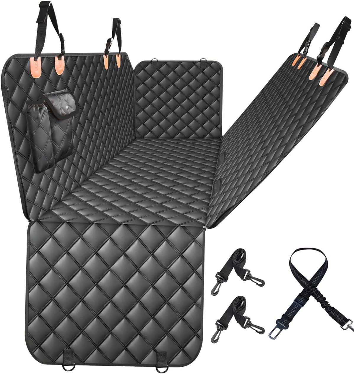 Dog Car Seat Cover for Back Seat ?C Waterproof Nonslip Hammock with Dog Seat Belt, Universal Fit Pet Seat Protector for Cars, SUVs, Trucks, Durable, Easy Install, Machine Washable