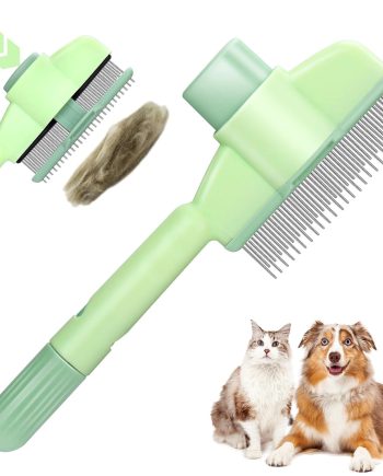 Pet Hair Removal Comb One-Click Self-Cleaning Grooming Brush, De-Shedding Comb for Short & Long Hair, Pet Grooming Supplies for Cats & Dogs