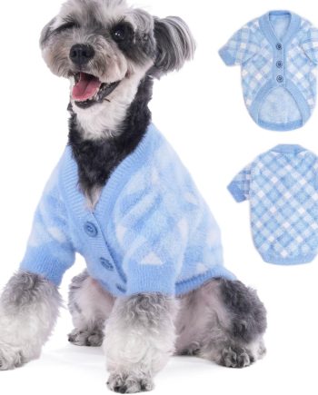 Dog Sweater Small Dog Winter Clothes Cat Knitwear XXS XS S Medium Coat for Small Dogs Boy Girl Dog Jacket Stretchy Puppy Costumes Deluxe Soft Warm Dog Outfit Apparel (Light Blue, Large)