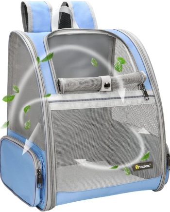 Pet Backpack Carrier for Small Cats Dogs | Ventilated Design, Safety Straps, Buckle Support, Collapsible | Designed for Travel, Hiking & Outdoor Use (Blue)