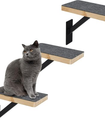 Cat Wall Climbing Steps Pack of 3 - Sturdy Wall Floating Shelves, Indoor Cat Furniture & Perch, Hammock Bed, Ladder Stairs - Easy to Install