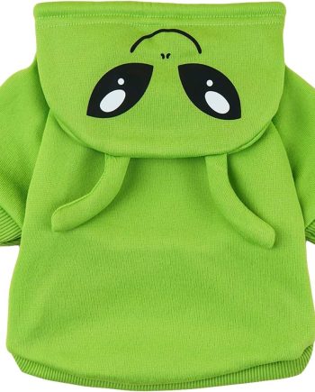 Alien Dog Hoodie Dog Warm Jacket Coat Puppy Sweatshirt Christmas Halloween Dog Costume Cosplay Winter Dog Clothes Pet Apparel for Small Medium Dogs Cats Kitten Solid Green S