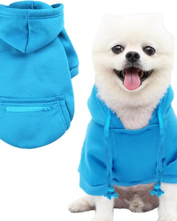 Winter Dog Hoodie Sweatshirts with Pockets Warm Dog Clothes for Small Dogs Chihuahua Coat Clothing Puppy Cat Custume (XX-Small, Y02-Blue)