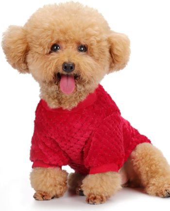 Fuzzy Pineapple Grid Dog Sweater - Ultra Soft & Warm Winter Pet Apparel, Fluffy Textured Knit for Small, Medium Dogs and Cats, Cozy Pullover Dog Coat for Cold Weather.Red L