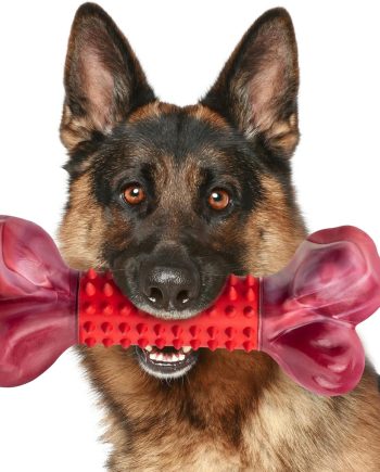 Tough Dog Toys for Aggressive Chewers Large Breed, Beef Flavor Dog Chew Bone, Nylon & Rubber Chew Toy for Medium Large Dogs