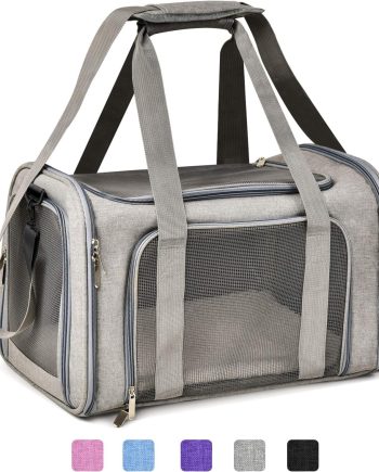 Cat Carriers Dog Carrier Pet Carrier for Small/Medium Cats Dogs Puppies (Up to 15lbs), TSA Airline Approved Small Dog Carrier Soft Sided, Collapsible Waterproof Travel Puppy Carrier - Grey