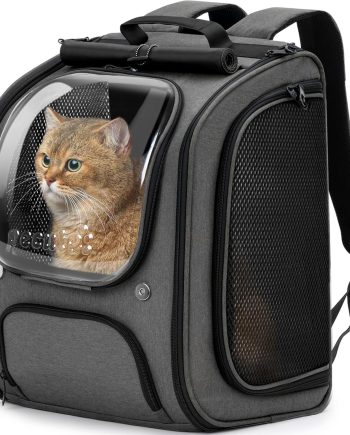 Cat Backpack Carrier, Large Space Cat Bubble Backpack, Breathable Cat Carrier, Shaded Dog Backpack Carrier, Ergonomic 3D Design for Travel, Hiking, Suitable for Shopping, and Vet, Gray