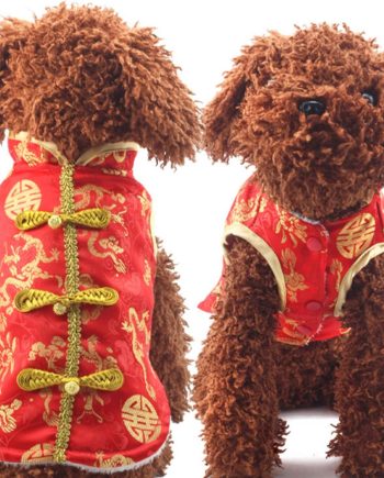 New Year Dog Knot Buttons Costume Dragon Cat Cheongsam Winter Pet Clothes Vest of The Tang Dynasty Christmas Coat for Cats Teddy Bichon Small Medium Dogs (XS (Chest Circumference 42cm/ 16.5"))