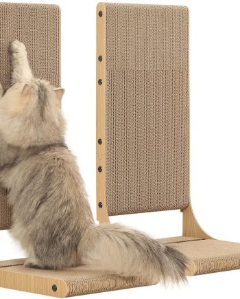 2-Pack Cat Scratching Board, 25.6'' Tall Cardboard L Shape Vertical Cat Scratchers for Indoor Cats, Cat Scratching Post for Wall and Couch, Large
