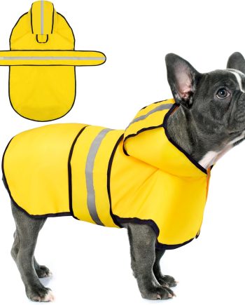 Dog Raincoat: Hooded Slicker Poncho, Durable Waterproof Jacket with Reflective Stripes for Safety, Convenient Leash Hole, and Adjustable Fit, Perfect for Small, Medium, and Large Dogs Yellow L