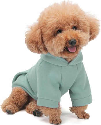 Winter Dog Hoodie with Pockets - Solid Color Polycotton Sweatshirt for Small, Medium, and Large Dogs - Soft, Warm, Cozy Pet Clothing for Cold Weather - Ideal for Outdoor Walks.Cyan Blue-M