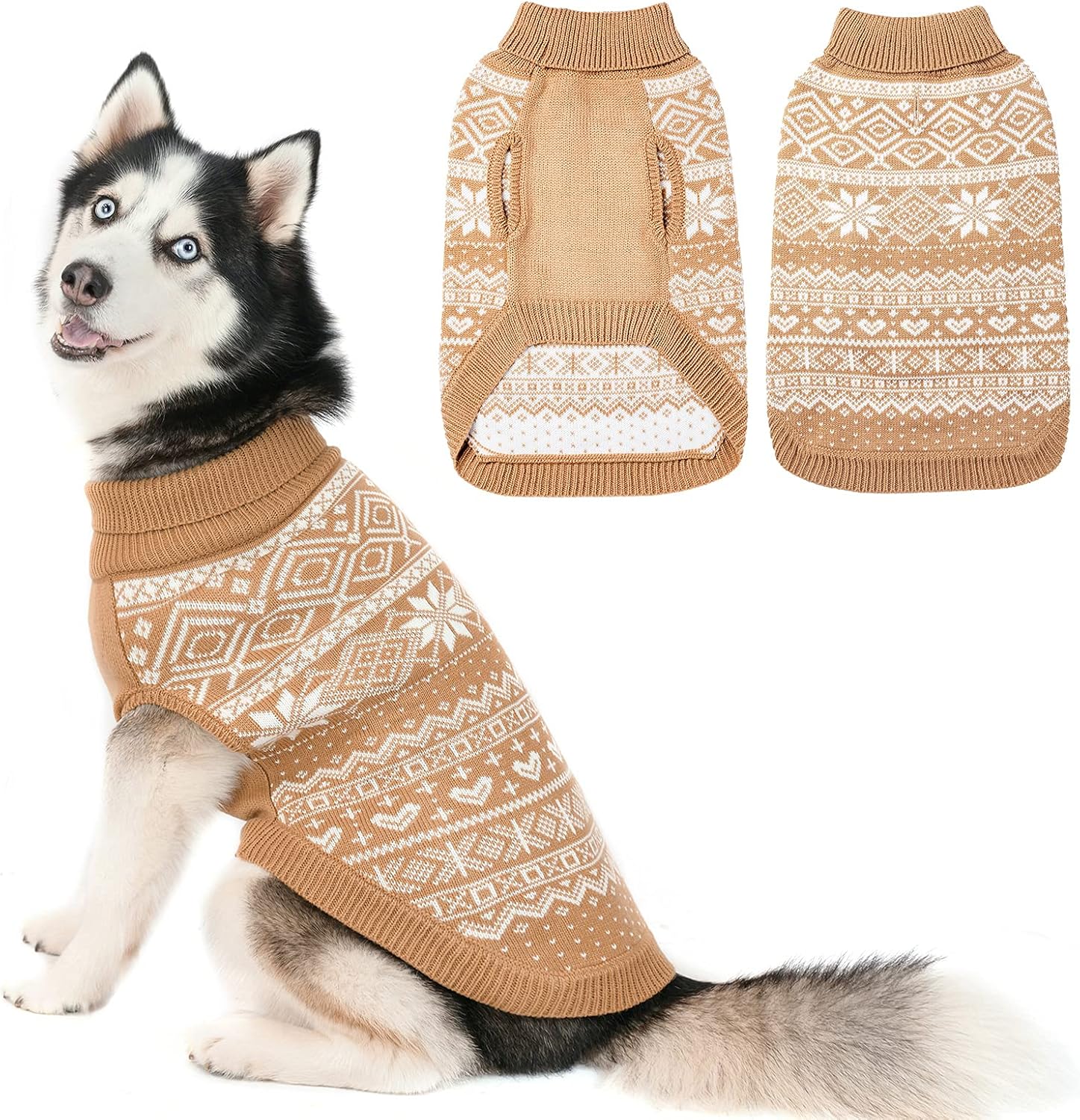 Dog Sweater Argyle Beige ML