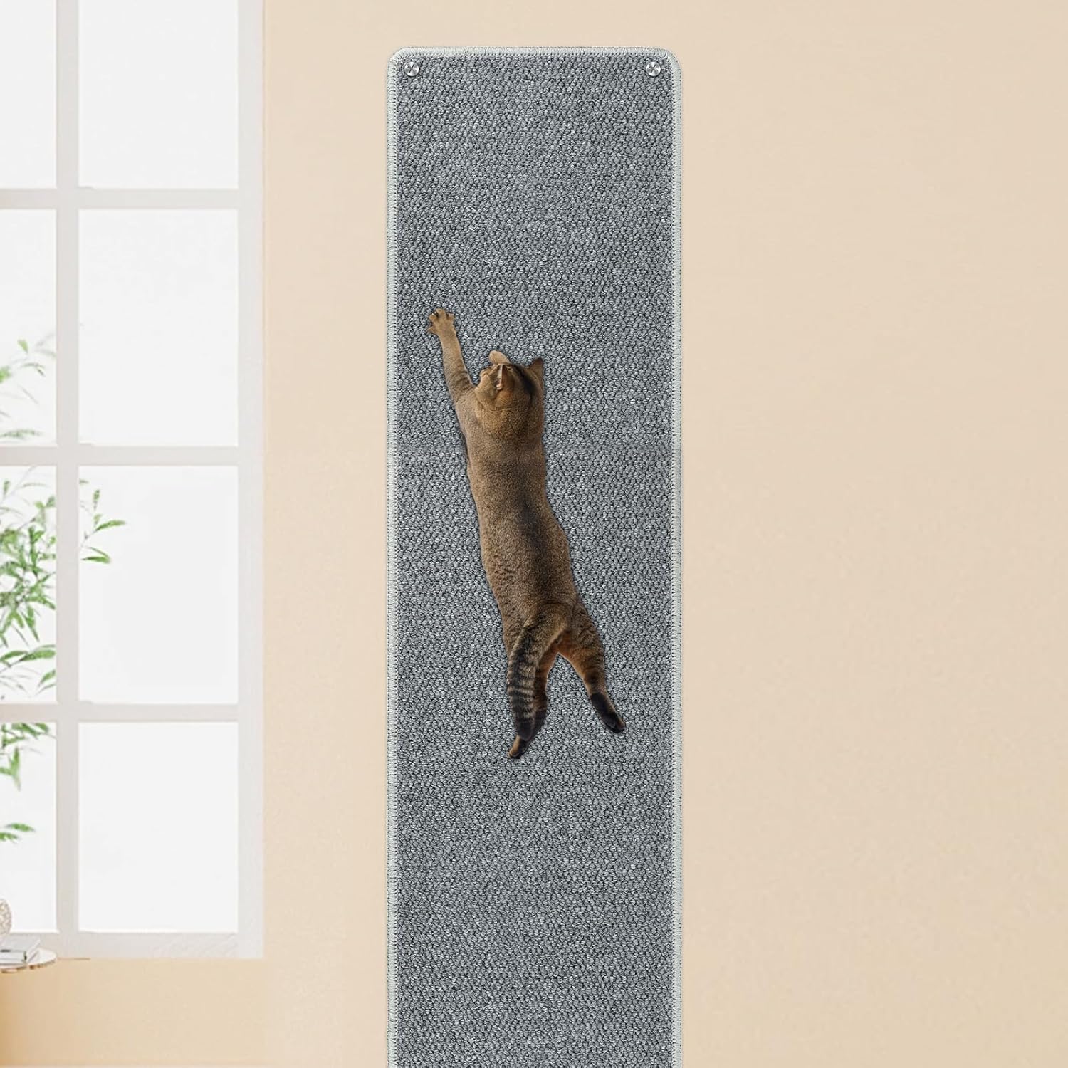 71x15.8 Thickened Cat Wall Climbing Carpet with 16 Fixed Nails, Extra Large Tall Cat Scratch Pad for Wall, Wall Mounted Climbing Cat Scratcher for Furniture Couch Sofa Protector(Grey)