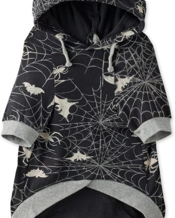 The Orginal Lightweight Hooded TEE 100% Organic Cotton Dog Hoodie Pet Coat Sweater for Small, Medium, Large Dogs, Batty Black, X-Large