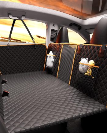 Back Seat Extender for Dogs - Large Space, Waterproof Dog Car Seat Cover for Back Seat with Hard Bottom Holds 420lbs, 600D Heavy-Duty Upgraded Material Dog Hammock for Car, Easy to Use and Clean