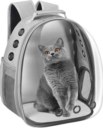 Cat Carrier Backpack, Pet Carrier Backpack Front Pack for Small Medium Cat Puppy Dog Carrier Backpack Bag Space Capsule, Airline-Approved Pet Carrier for Travel Hiking Walking Camping (Grey)