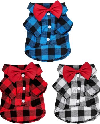 3 Pack Plaid Puppy Cat Shirt Cute Dog Shirt Cat Shirt Dog Plaid Shirt Dog Shirts for Medium Dogs Cats Birthday Party and Holiday Photo