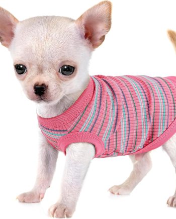 Elevate Your Pet's Comfort and Fashion: Premium 100% Cotton Rib Dog Shirt Vest for Small Breeds Like Chihuahuas, Yorkies, and Puppies .Year-Round Style with Tank-Style Puppy Attire Pink X-Small